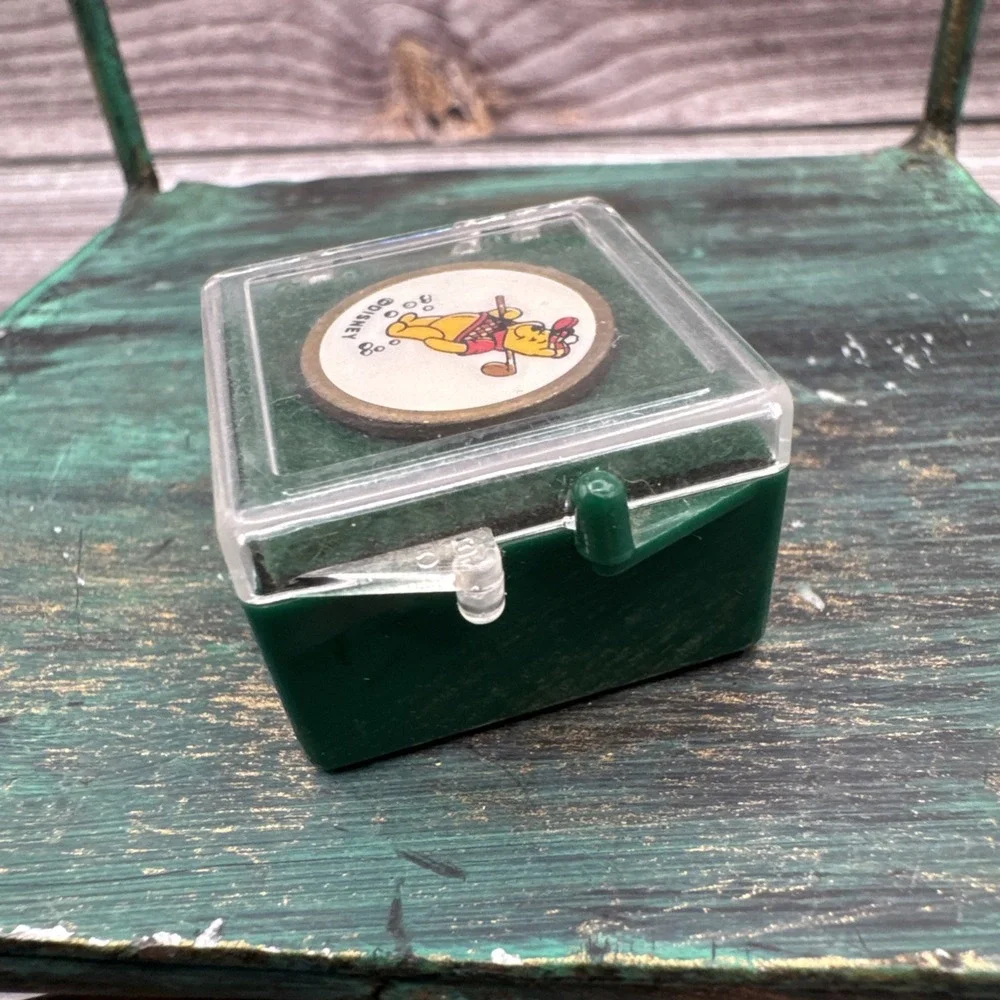 Disney Winnie The Pooh Golf Ball Marker w/ Case Vintage Disney Golf Collectible